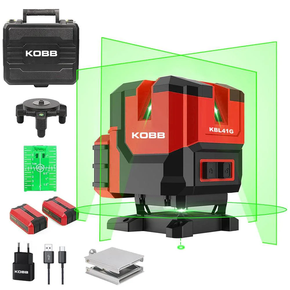 KOBB KBL41G 30Metre 4x90⁰/1x360⁰ Otomatik Hizalamalı Li-ion Çift Akülü Profesyonel Yeşil Çapraz Çizgi Lazer Distomat Fiyatı, Yorumları ve Özellikleri