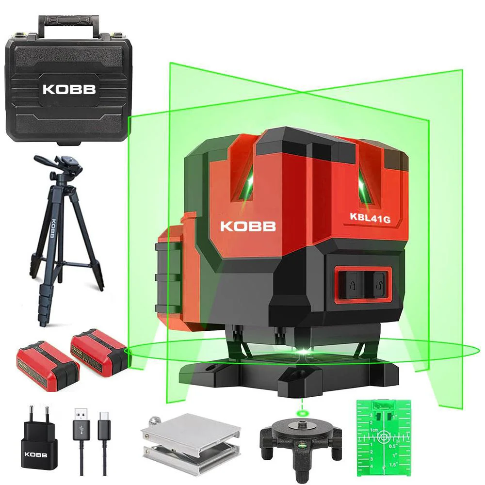 KOBB KBL41GTP 30M 4x90⁰/1x360⁰ Otomatik Hizalamalı Li-ion Çift Akü Profesyonel Yeşil Çizgi Lazer Distomat + Tripod KOBB KBL41GTP 30M 4x90⁰/1x360⁰ Otomatik Hizalamalı Li-ion Çift Akü Profesyonel Yeşil Çizgi Lazer Distomat + Tripod Fiyatı, Yorumları ve Özellikleri