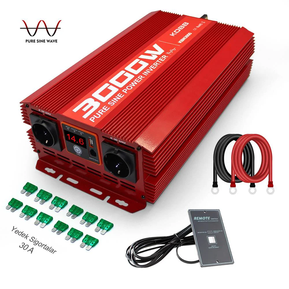 KOBB KBN3000 12V/220V 3000Watt Tam Sinüs Dönüştürücü İnvertör KOBB KBN3000 12V/220V 3000Watt Tam Sinüs Dönüştürücü İnvertör