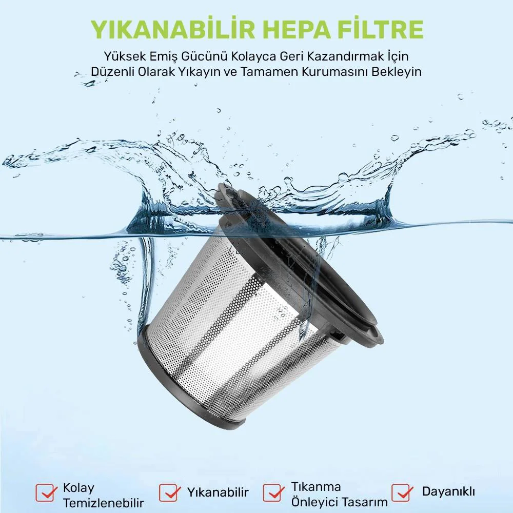 KOBB KBV20F 12V/Şarjlı Hibrit Araç Süpürgesi İçin Yedek HEPA+Çelik Filtre Fiyatı, Yorumları ve Özellikleri