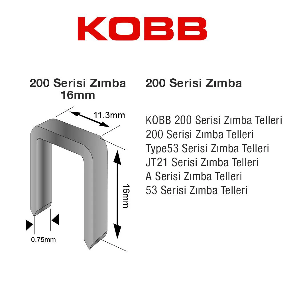 KOBB KBZ216 16mm 2500 Adet 200 Serisi Ağır Hizmet Tipi Zımba Teli KOBB KBZ216 16mm 2500 Adet 200 Serisi Ağır Hizmet Tipi Zımba Teli Fiyatı, Yorumları ve Özellikleri
