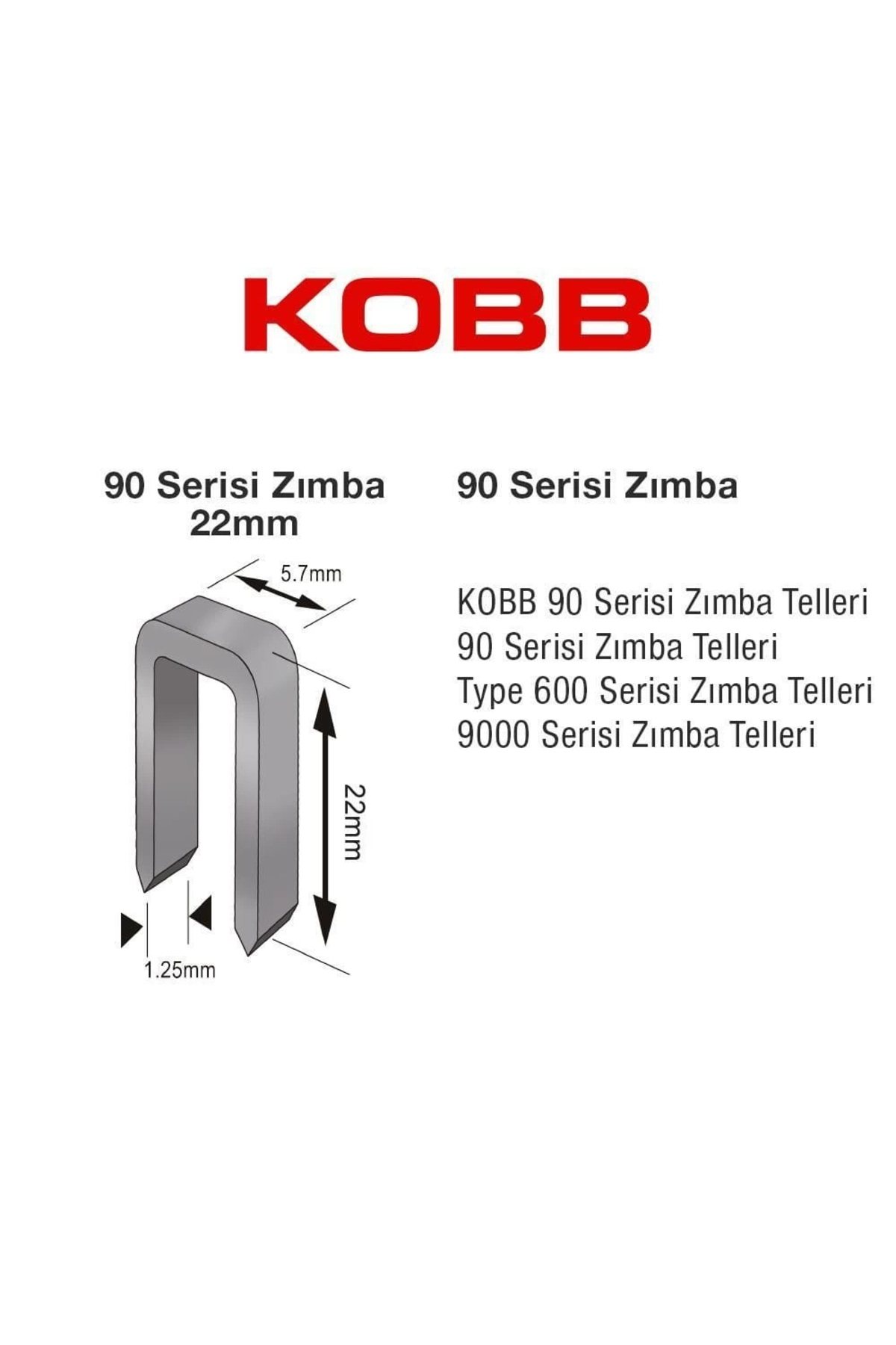 Hdyme Kobb Kbz9022 22 Mm 2500 Adet U Zımba Teli