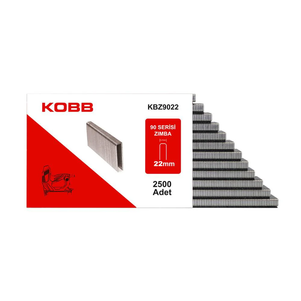 KOBB KBZ9022 22mm 2500 Adet 90 Serisi Ağır Hizmet Tipi Zımba Teli KOBB KBZ9022 22mm 2500 Adet 90 Serisi Ağır Hizmet Tipi Zımba Teli