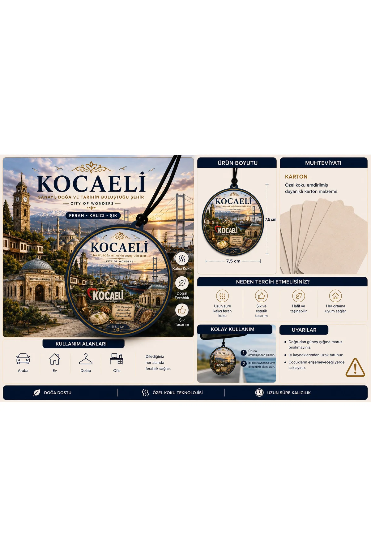 Kocaeli Şehri Tasarımlı Oto Kokusu,Araba Kokusu,Oto Aksesuarı ve 