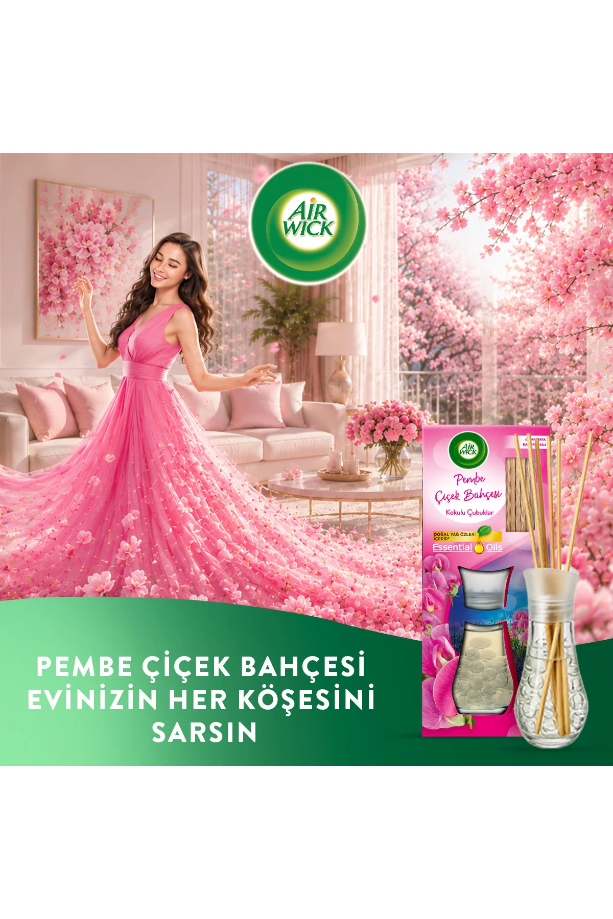 Kokulu Çubuklar Oda Kokusu, Pembe Çiçekler, 25ml