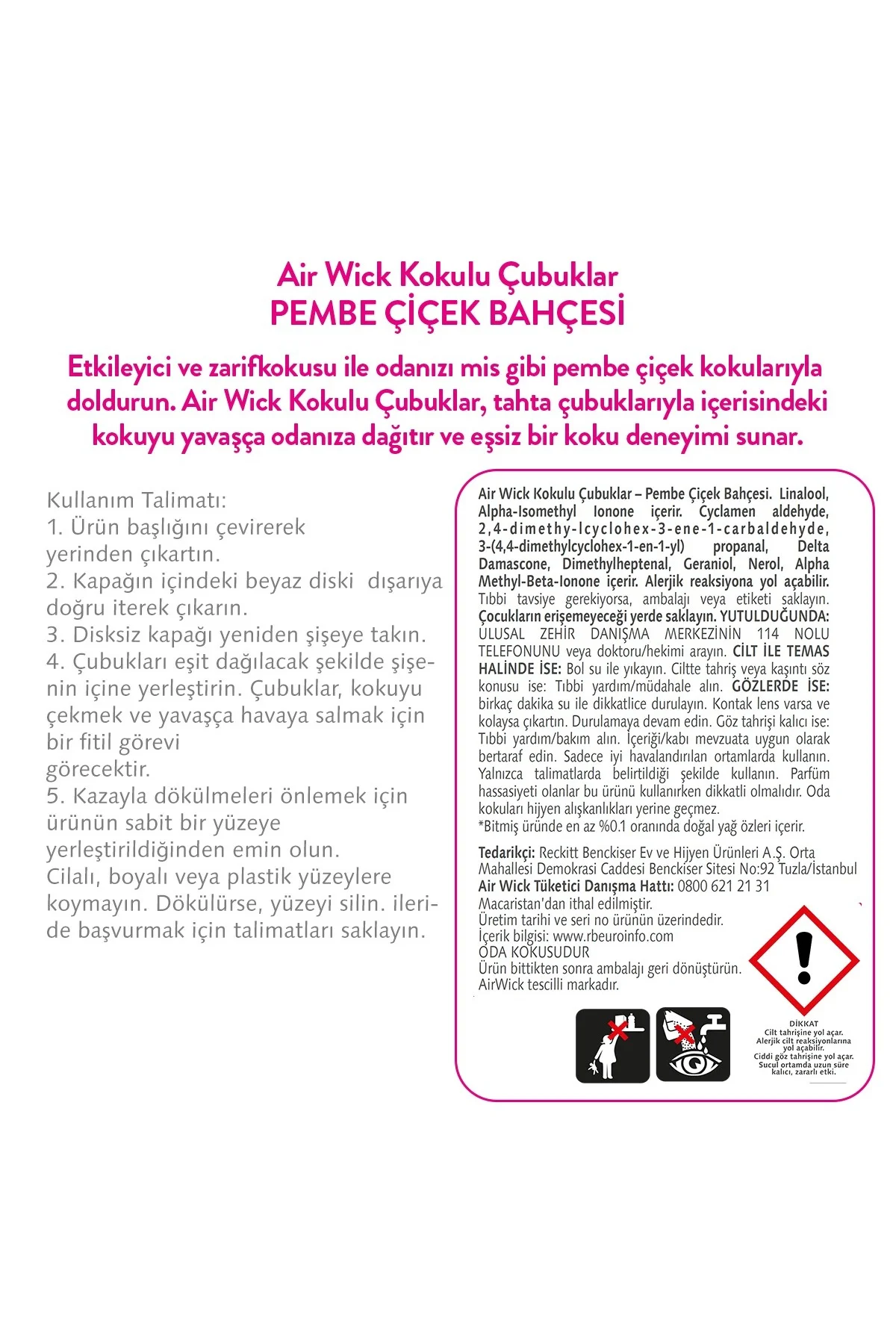 Kokulu Çubuklar Oda Kokusu, Pembe Çiçekler, 25ml