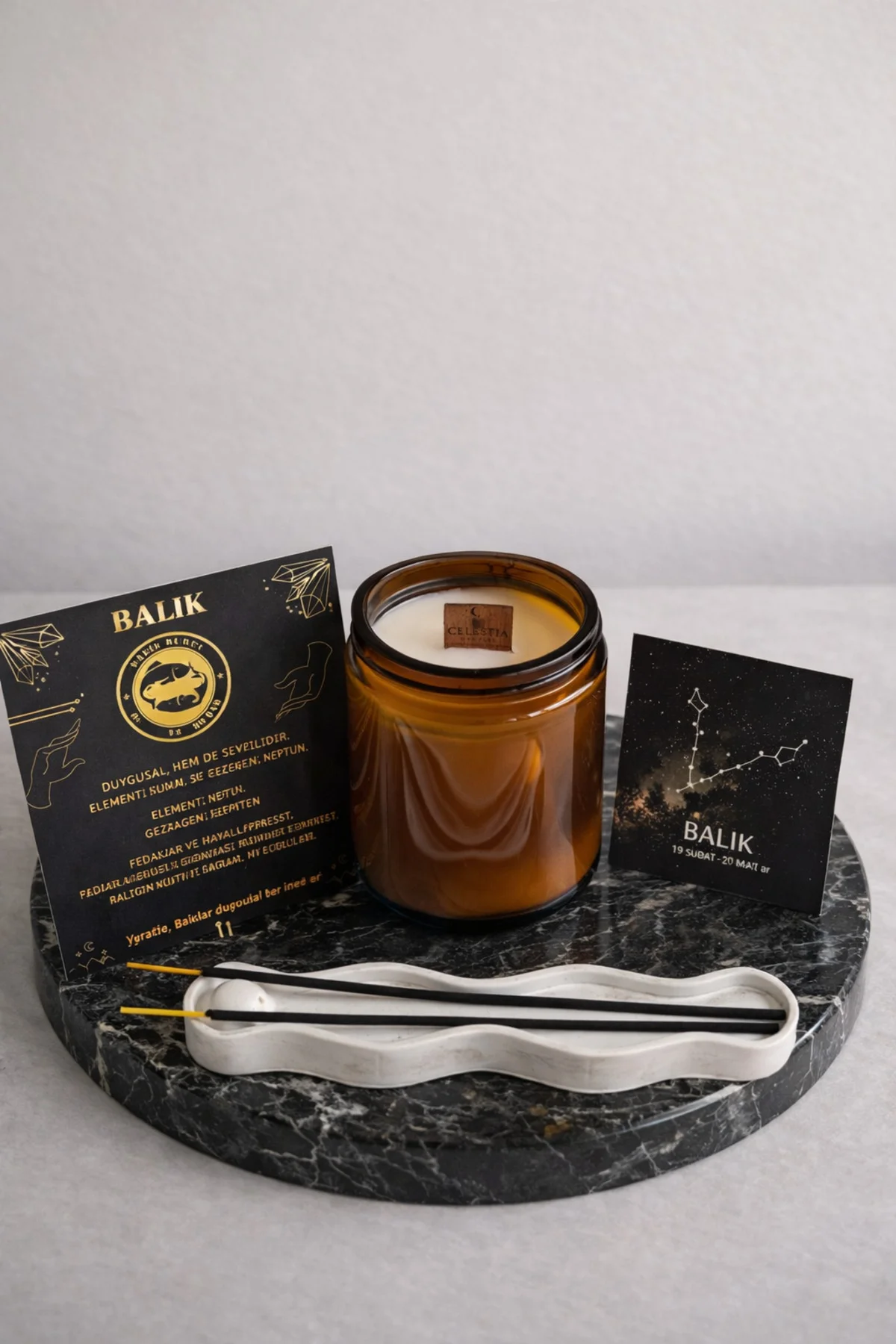 Kokulu Mum Kişiye Özel Hediyelik Burç Seti %100 Doğal (Soya Wax)