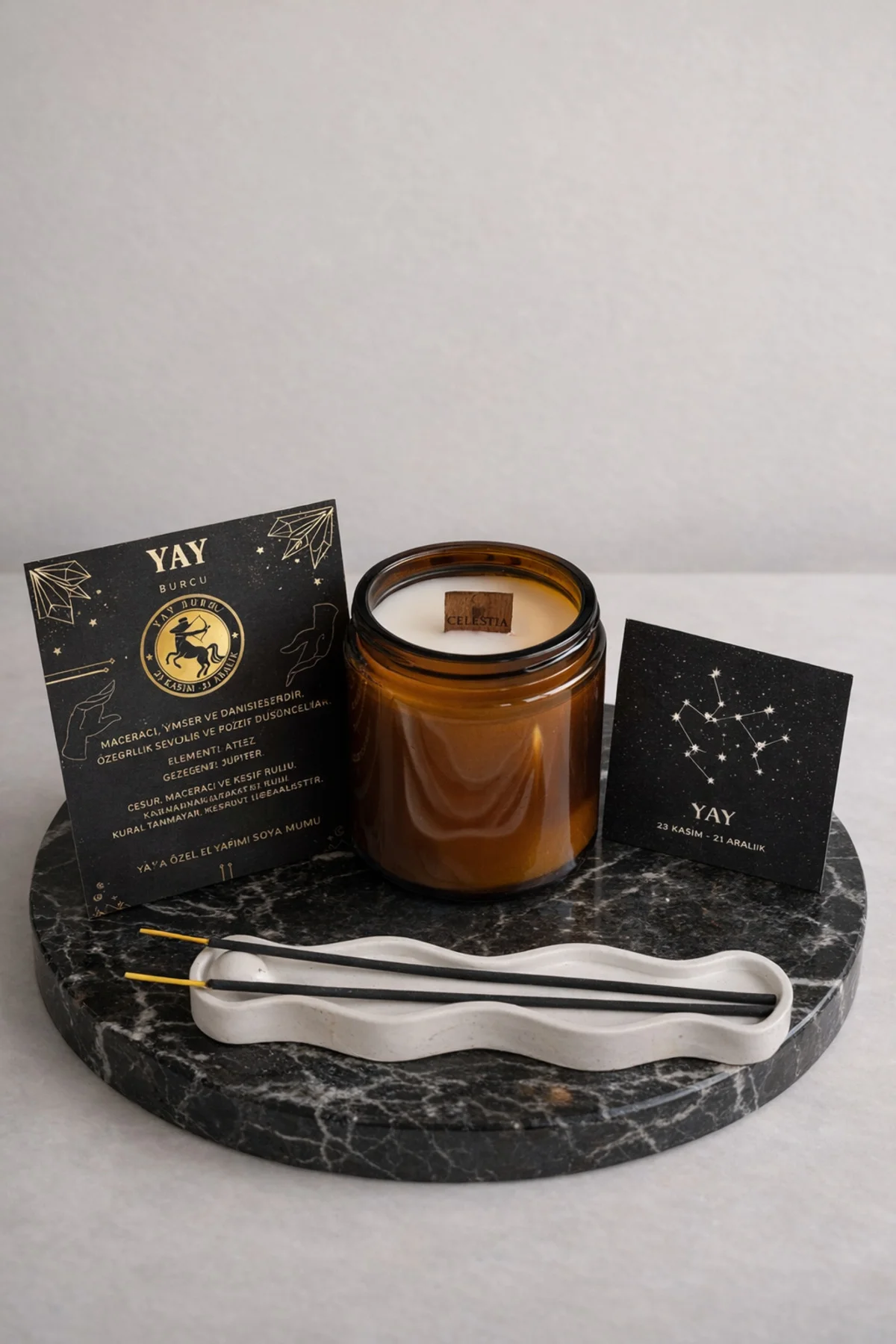 Kokulu Mum Kişiye Özel Hediyelik Burç Seti %100 Doğal (Soya Wax)