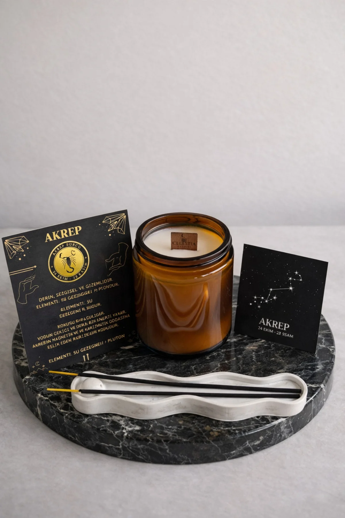 Kokulu Mum Kişiye Özel Hediyelik Burç Seti %100 Doğal (Soya Wax)