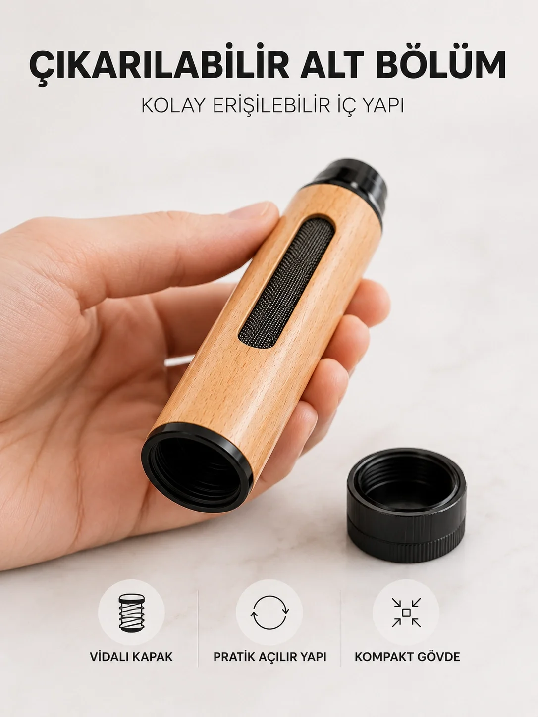 Kokusuz Dumansız Taşınabilir Cep Küllüğü 3 Uçlu Kompakt Ahşap Görünümlü Tasarım Fiyatı, Yorumları ve Özellikleri