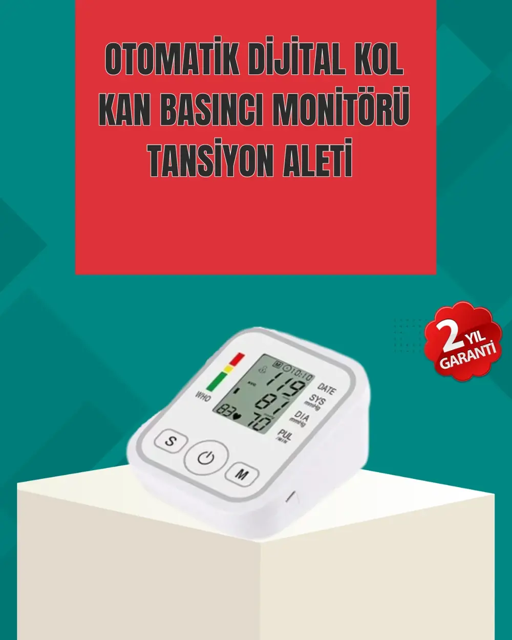 Kol Tipi LCD Ekranlı Elektronik Tansiyon Monitörü