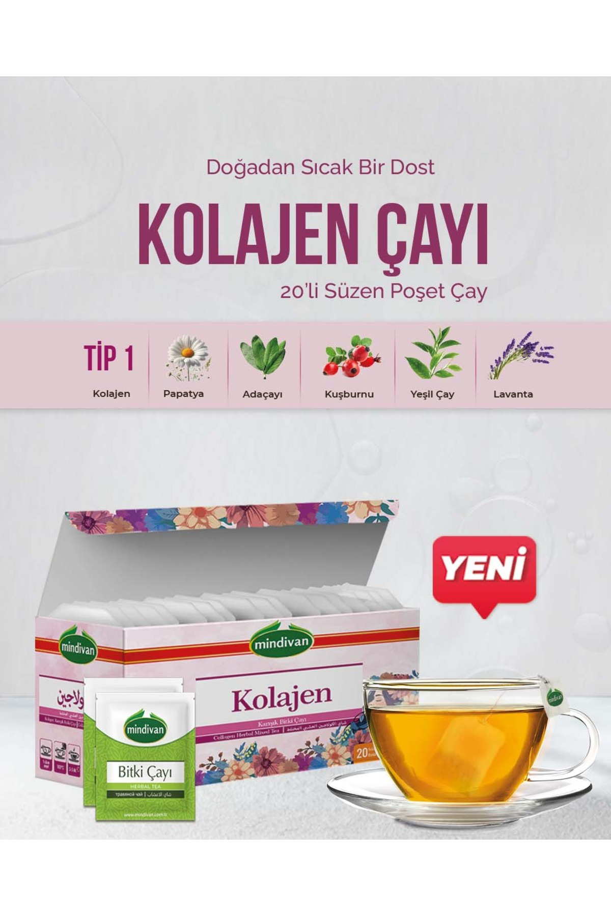 Kolajen Çayı 20li Süzen Poşet Çay Tip 1 Collegen İçerikli