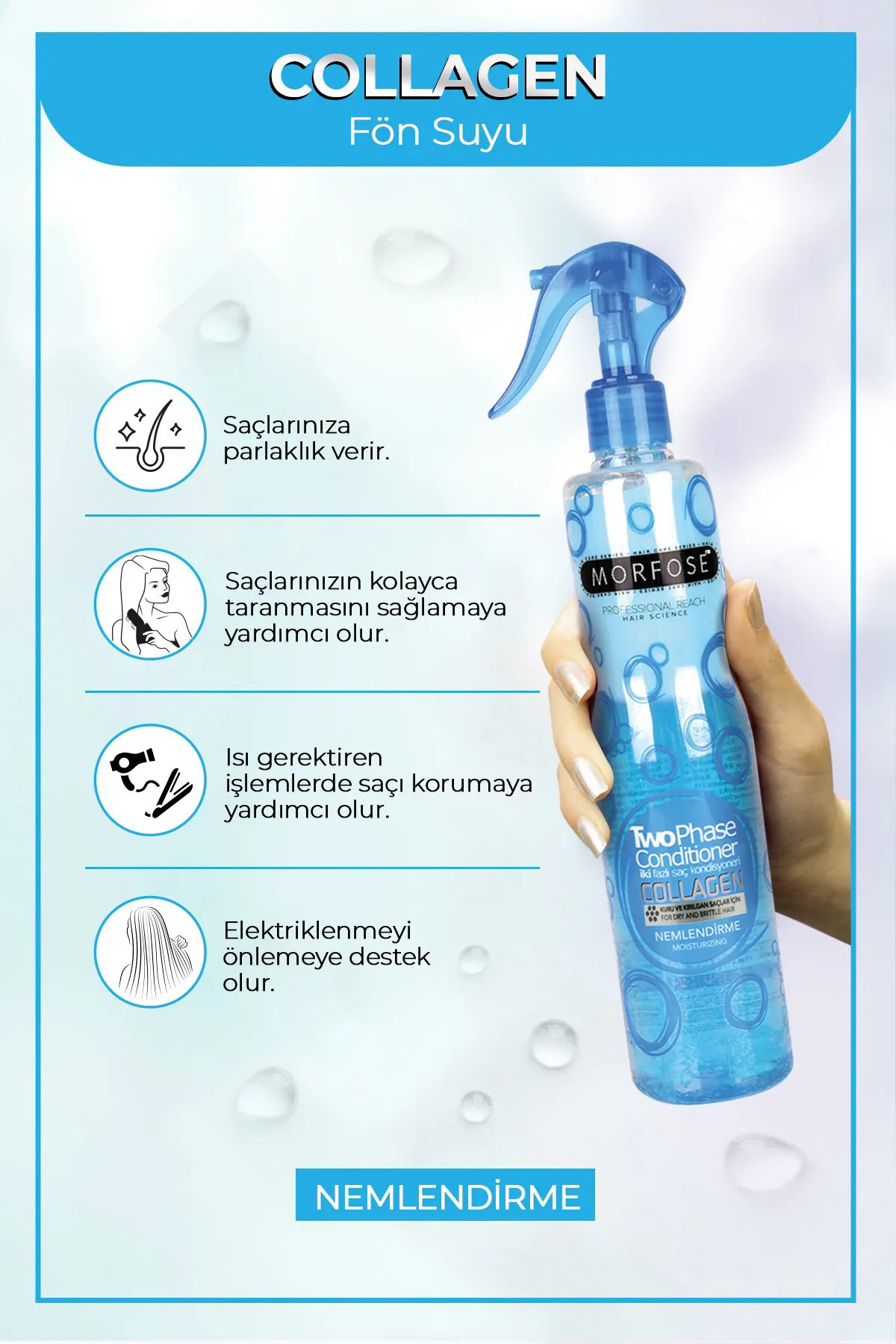 Kolajen Çift Fazlı Kondisyoner Fön Suyu 400 ML - mrfs