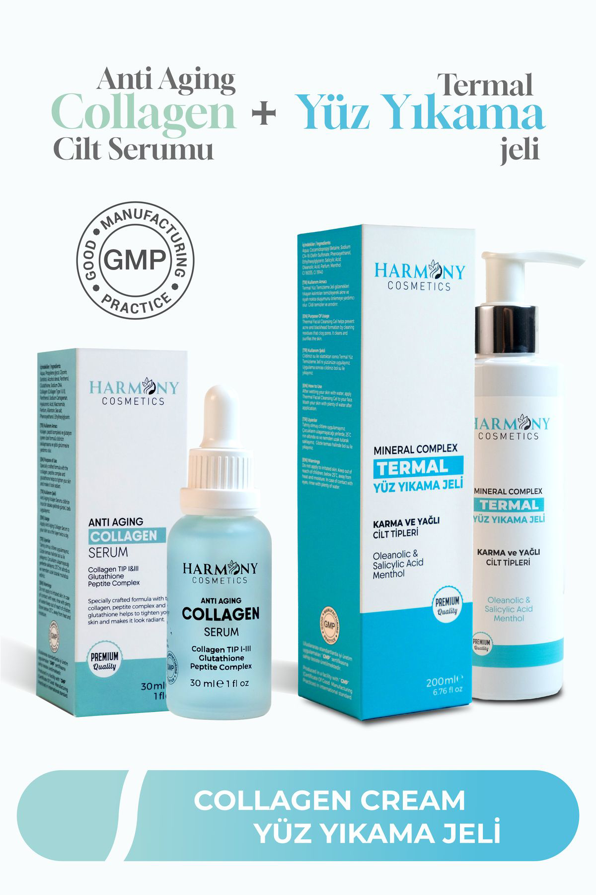 Harmony Cosmetics Türkiye Kolajen Serum Termal Yüz Yikama Jeli 2'Li Set