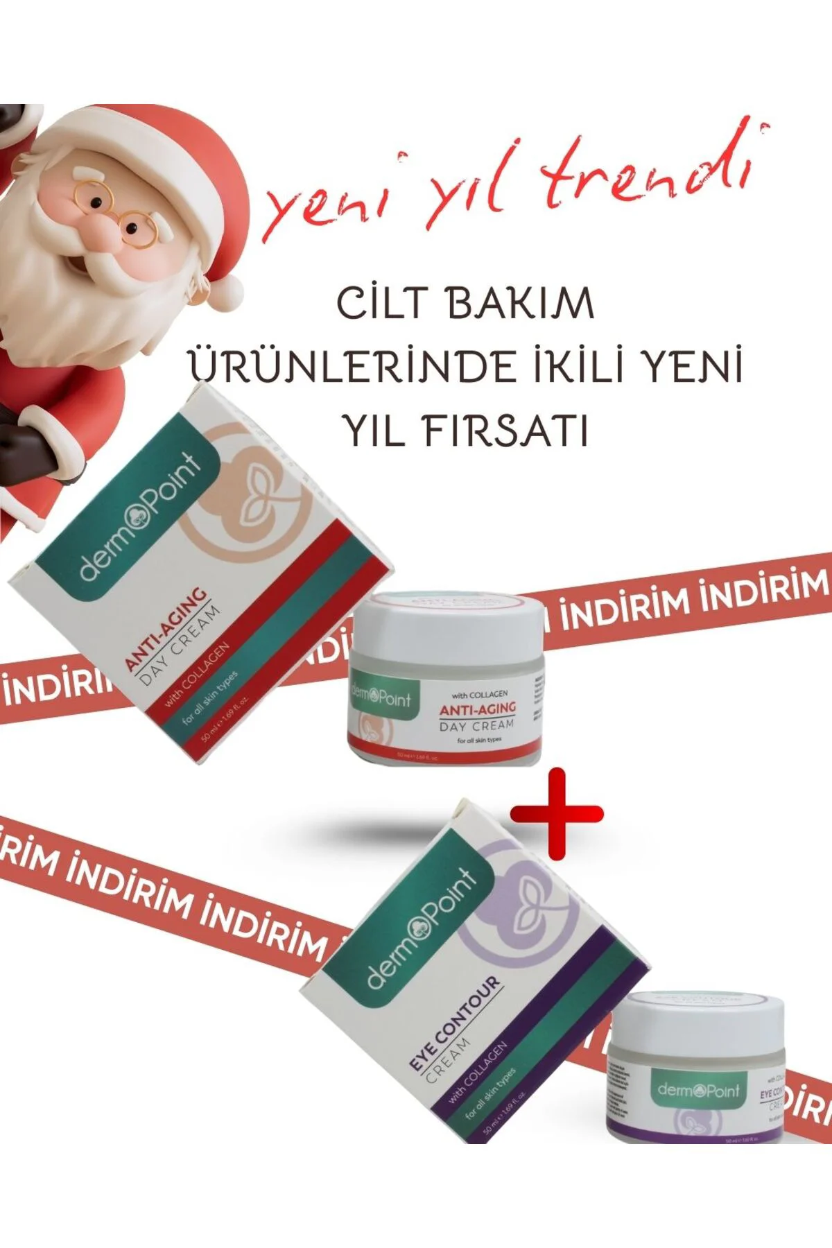 kolajenli göz çevresi bakım kremi + antiaging günlük krem cilt bakım seti