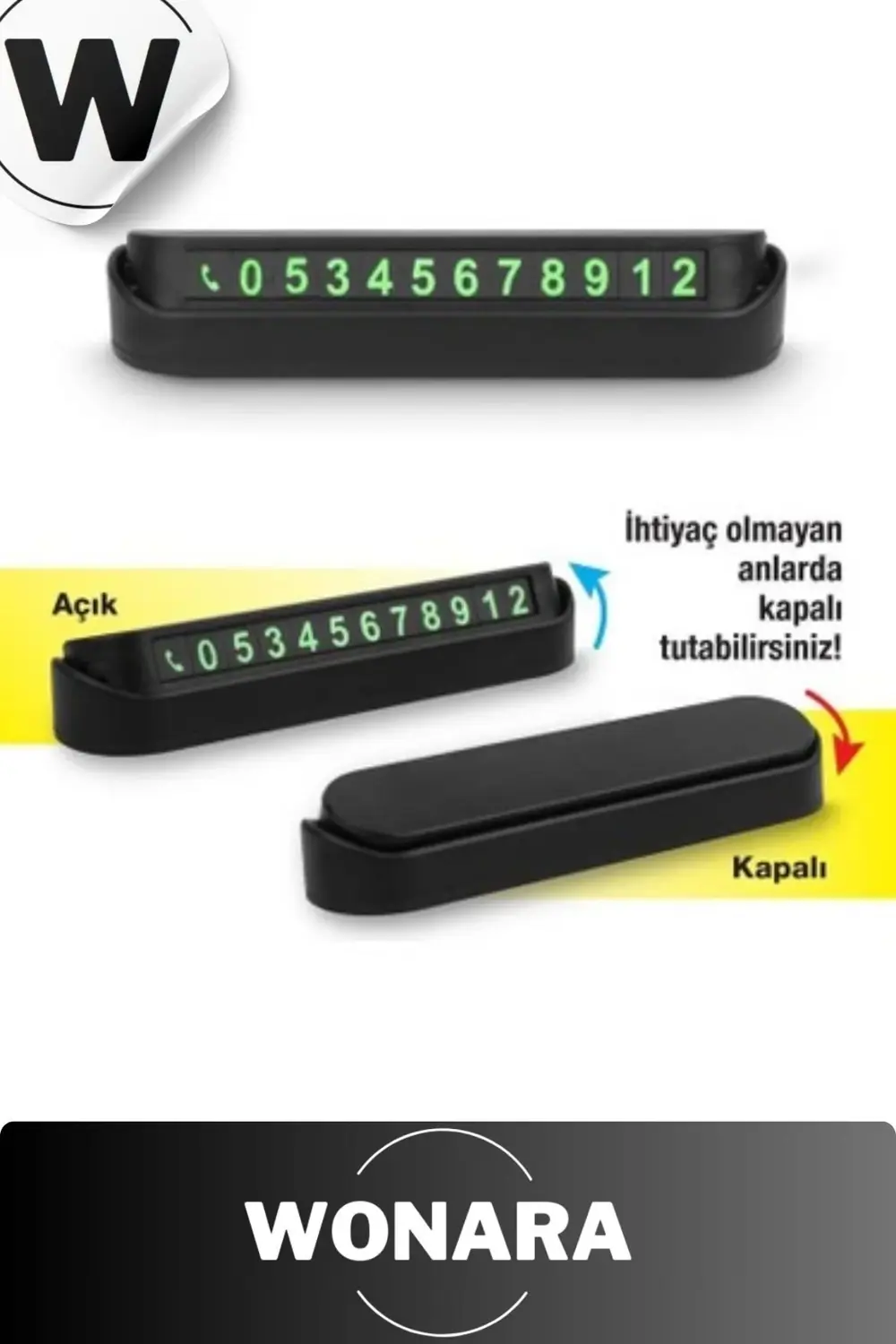 Kolay Kullanım Fosforlu Neon Araç İçi Telefon Numarası Kartı Park