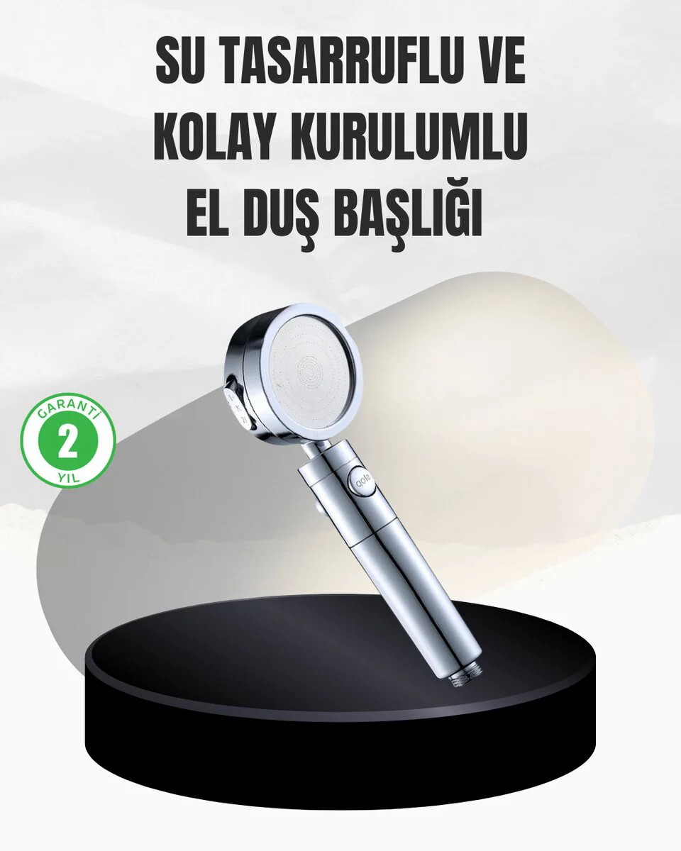 Kolay Montajlı 3 Modlu Yüksek Basınç Duş Başlığı - Spa Kalitesinde Duş