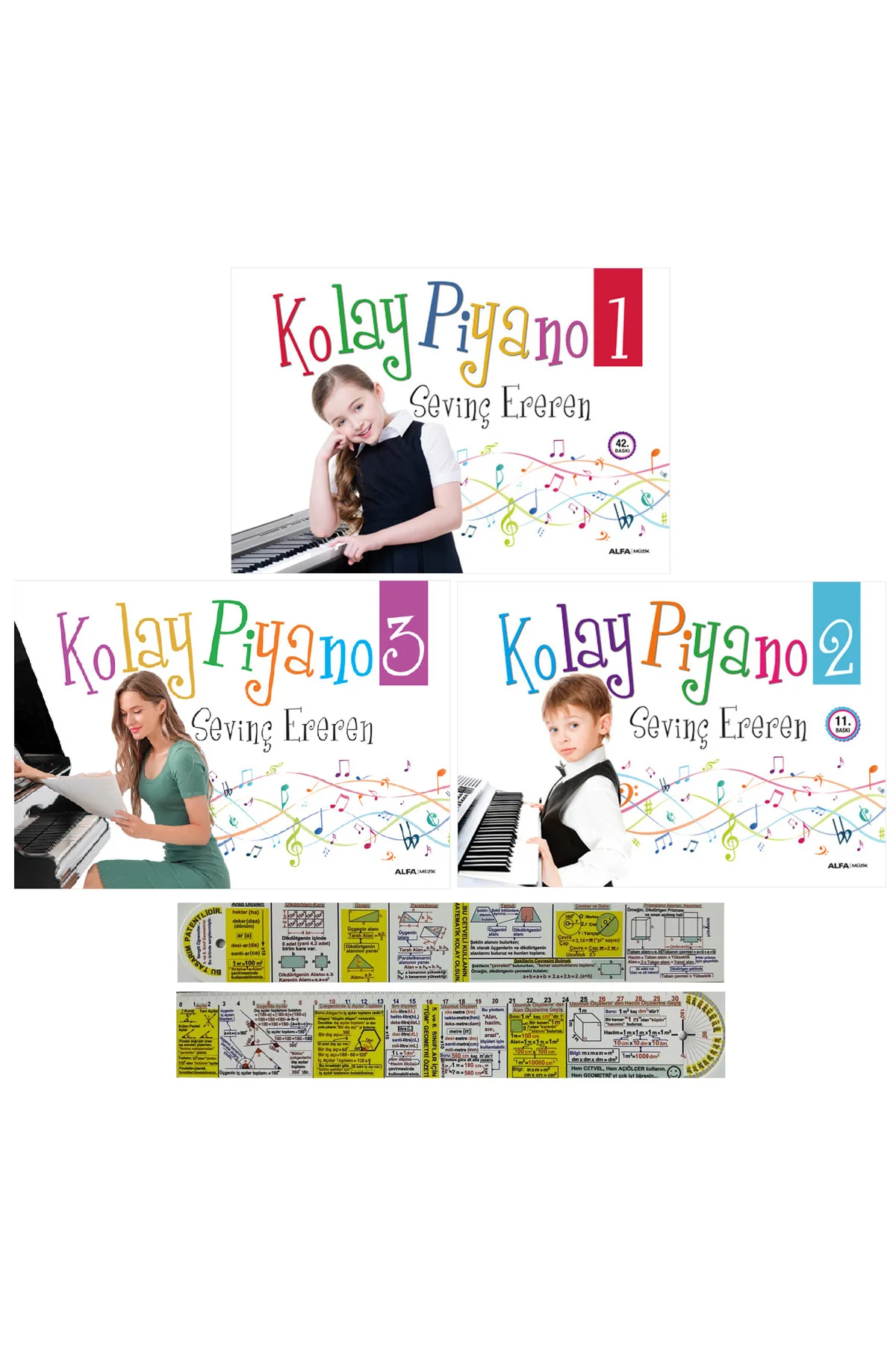 Kolay Piyano 3 Kitap Set Sevinç Ereren + Mat. Öğreten Cetvel