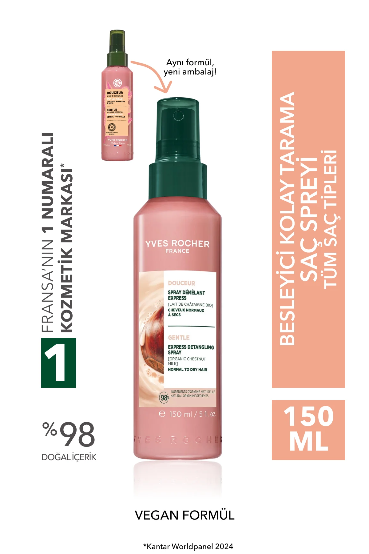 Kolay Saç Tarama Spreyi - Tüm Saçlar/ Douceur -Vegan -150ml