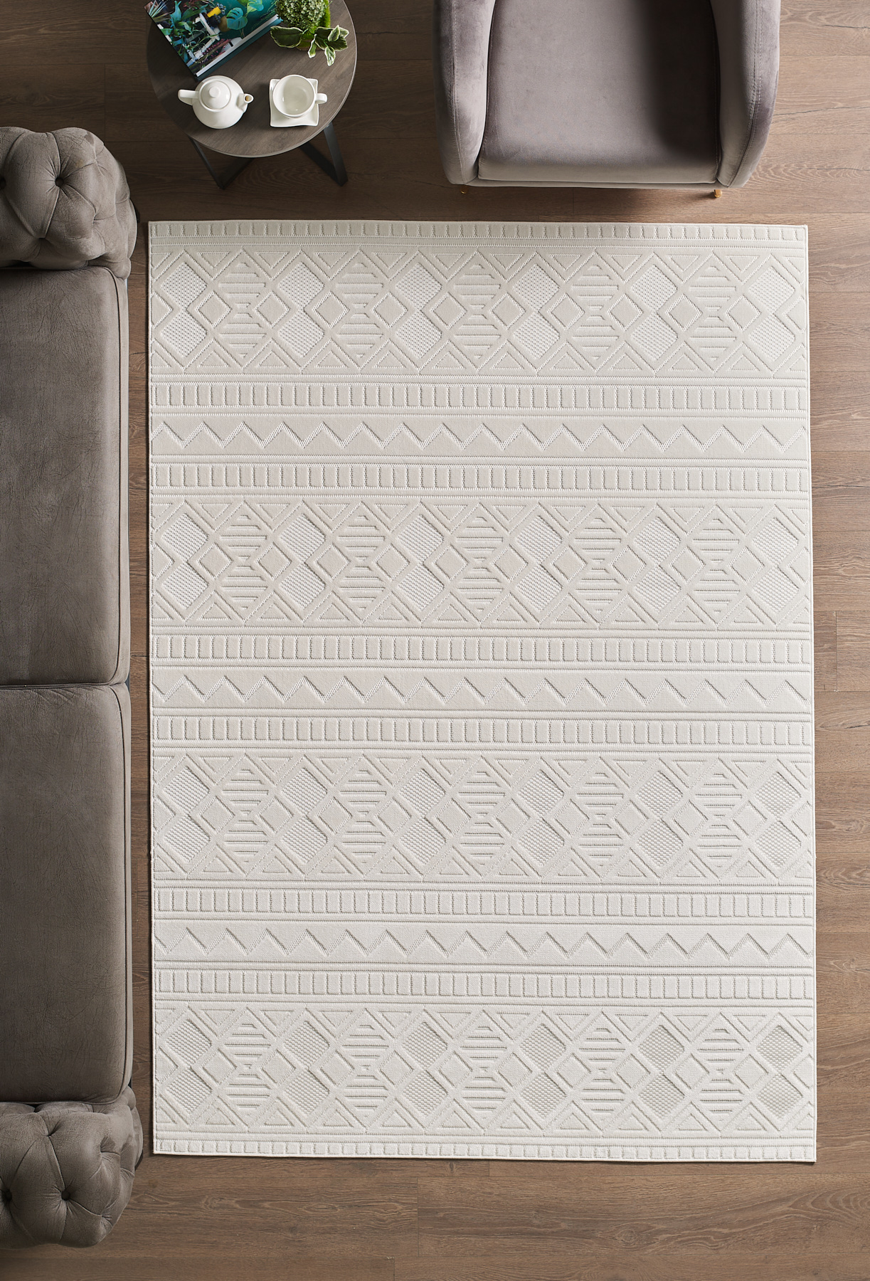 Kolay Temizlenebilir Yumuşak Dokulu Kaymaz Taban Modern Sisal Kre