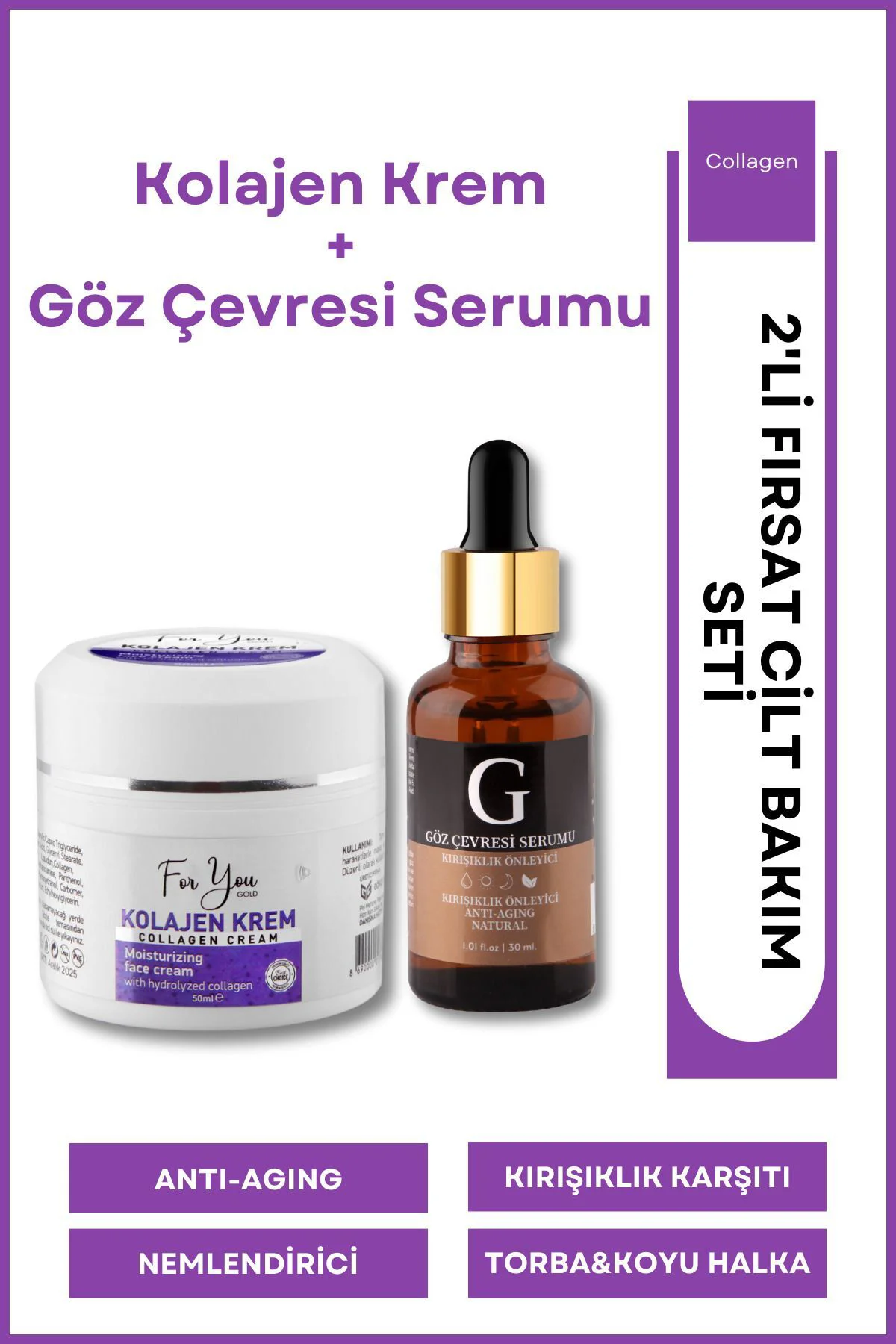 Kolegen Krem & Göz Çevresi Serumu (KIRIŞIK ÖNLEYİCİ BAKIM SERUMU 