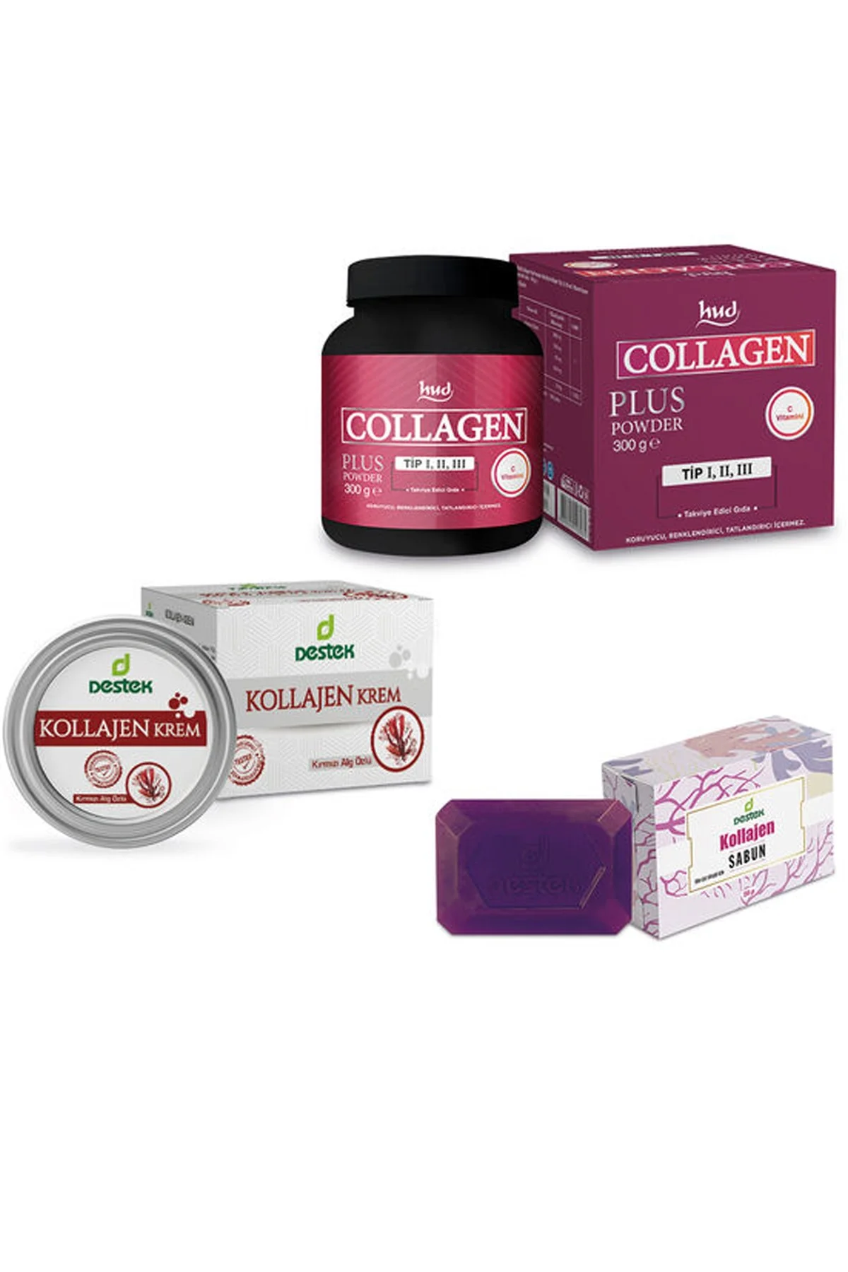 Kollajen 3'lü Set Toz Kollajen 300gr+kollajen Krem 50gr+kollajen Sabun 150gr