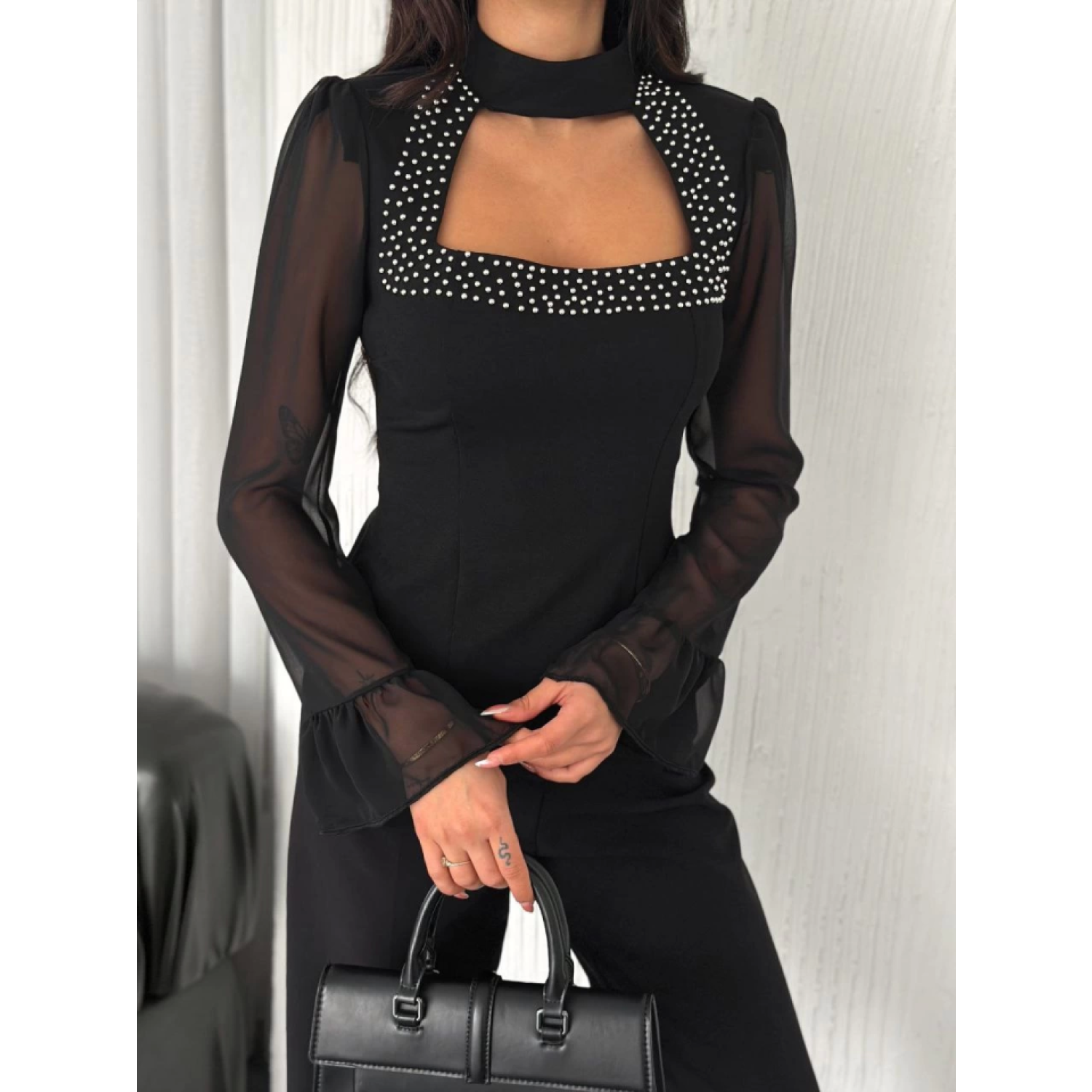 Kolları Şifon Göğüste İnci Lucky Life Kadın Boncuk Detaylı Bluz - Kolları Şifon Göğüste İnci Lucky Life Kadın Boncuk Detaylı Bluz -