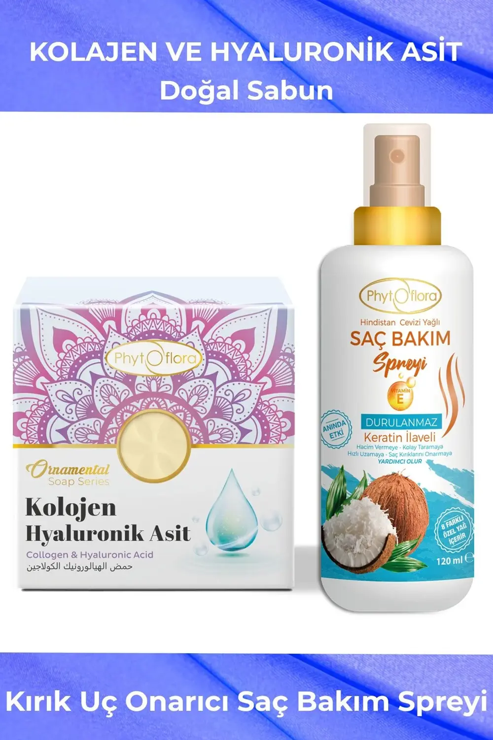 Kolojen Ve Hyaluronik Asitli Sabun Ve Kırık Uç Onarıcı Saç Bakım