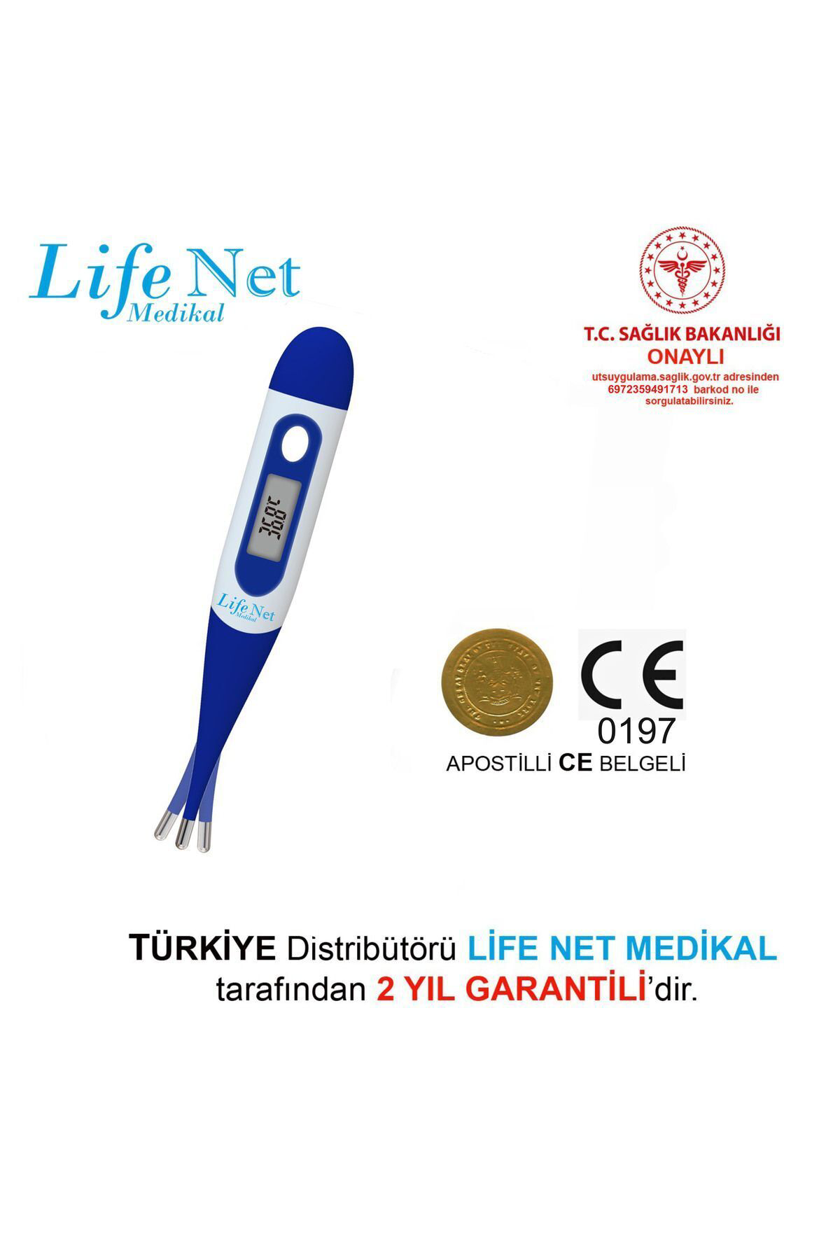 Life Net Medikal Koltuk Alti Ateş Ölçer Esnek Uclu Ja-12B