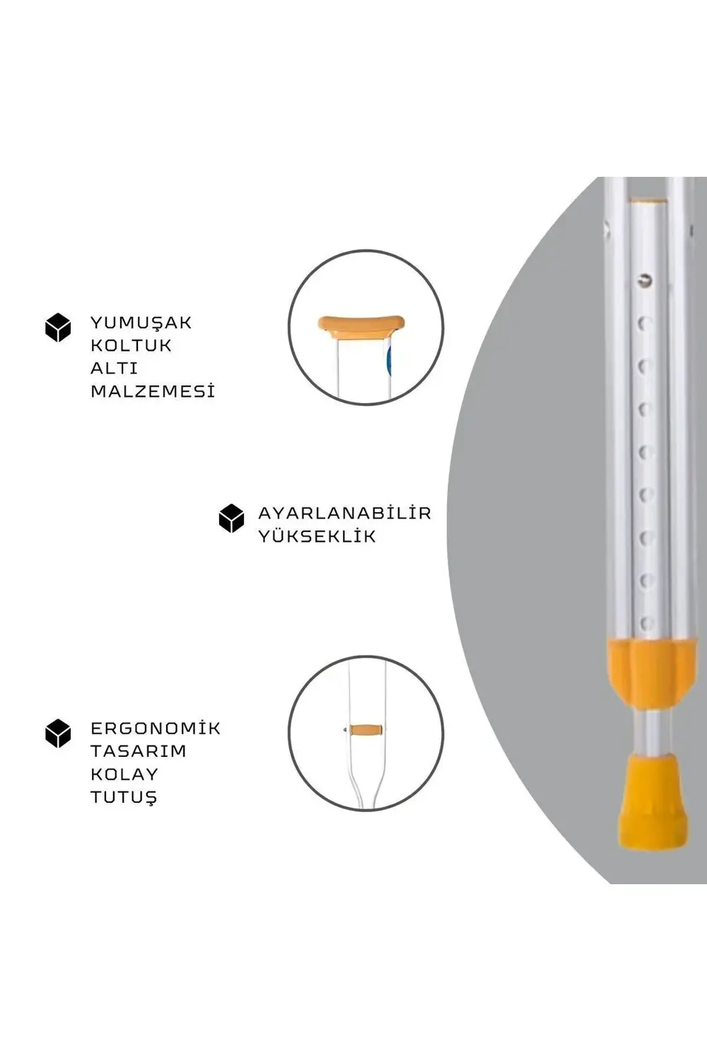 Koltuk Altı Değneği Yürümeye Yardımcı Çift Koltuk Değneği İthal A