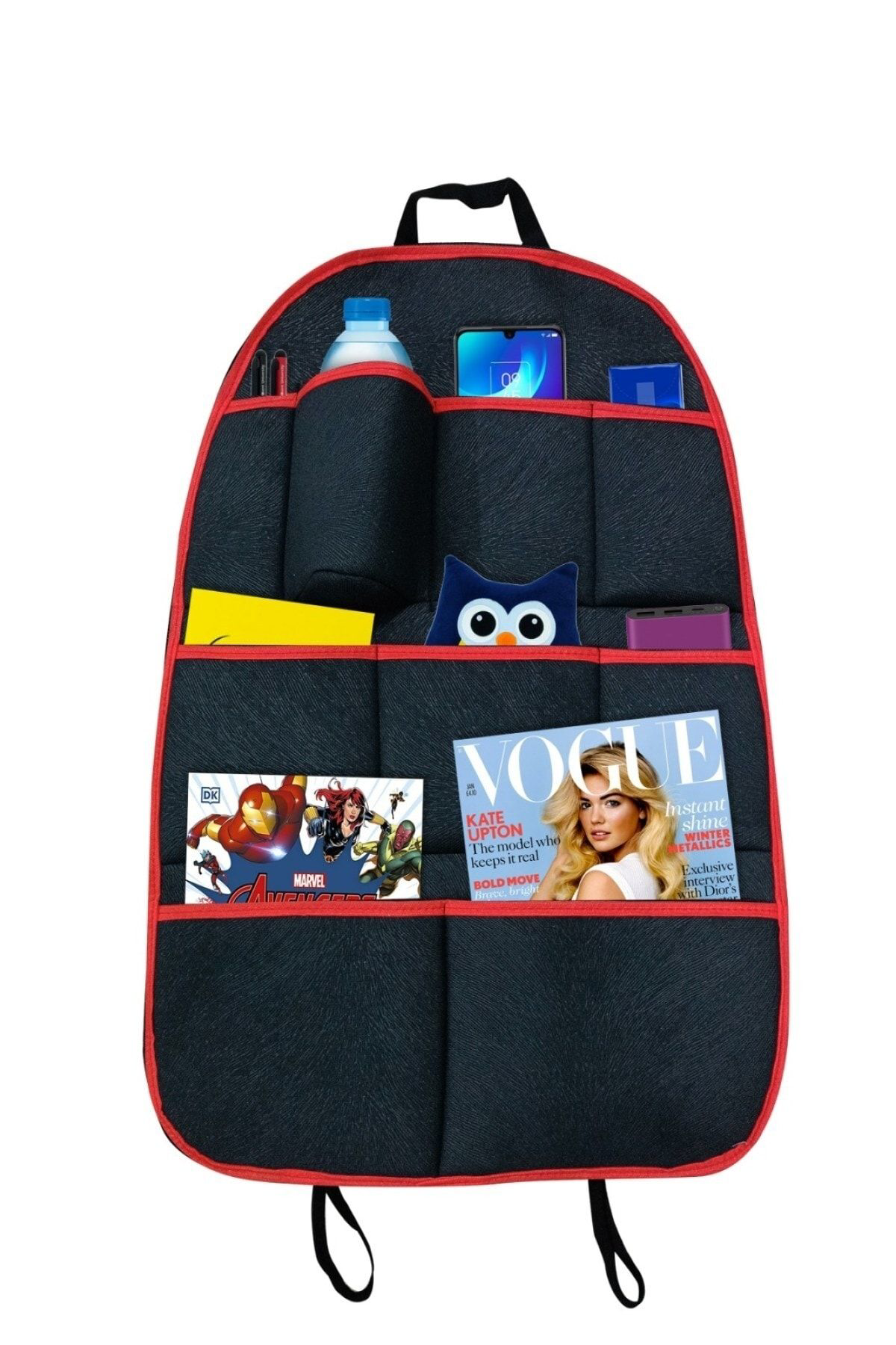 Nice Shop Koltuk Arkasi Orgaznier Premium Lüks Taytüyü Kumaş - Siyah-Kirmizi