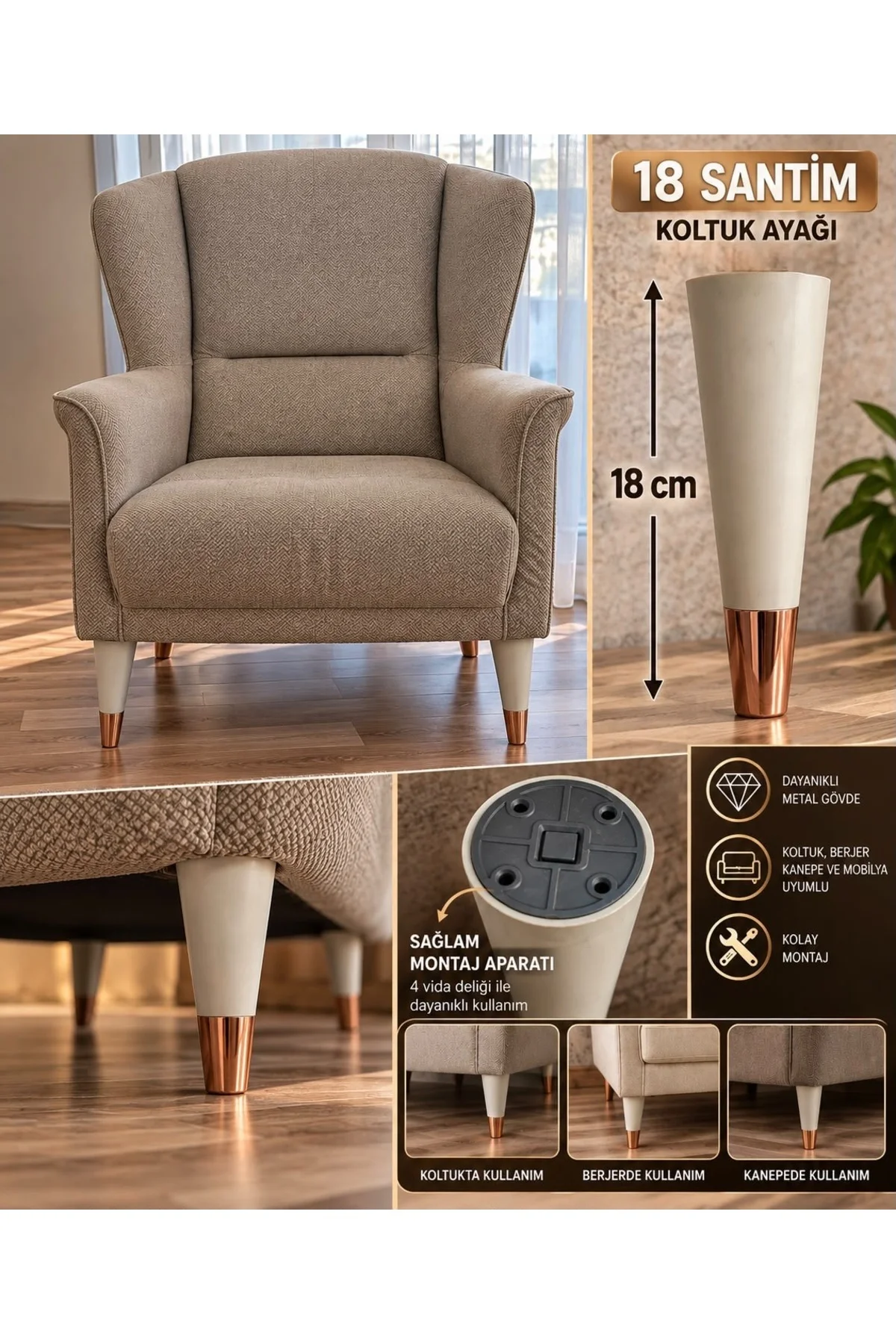 KOLTUK AYAĞI, KANEPE AYAĞI, 4 Adet, 18 cm PLASTİK Ayak, KOLTUK AYAĞI, KANEPE AYAĞI, 4 Adet, 18 cm PLASTİK Ayak,