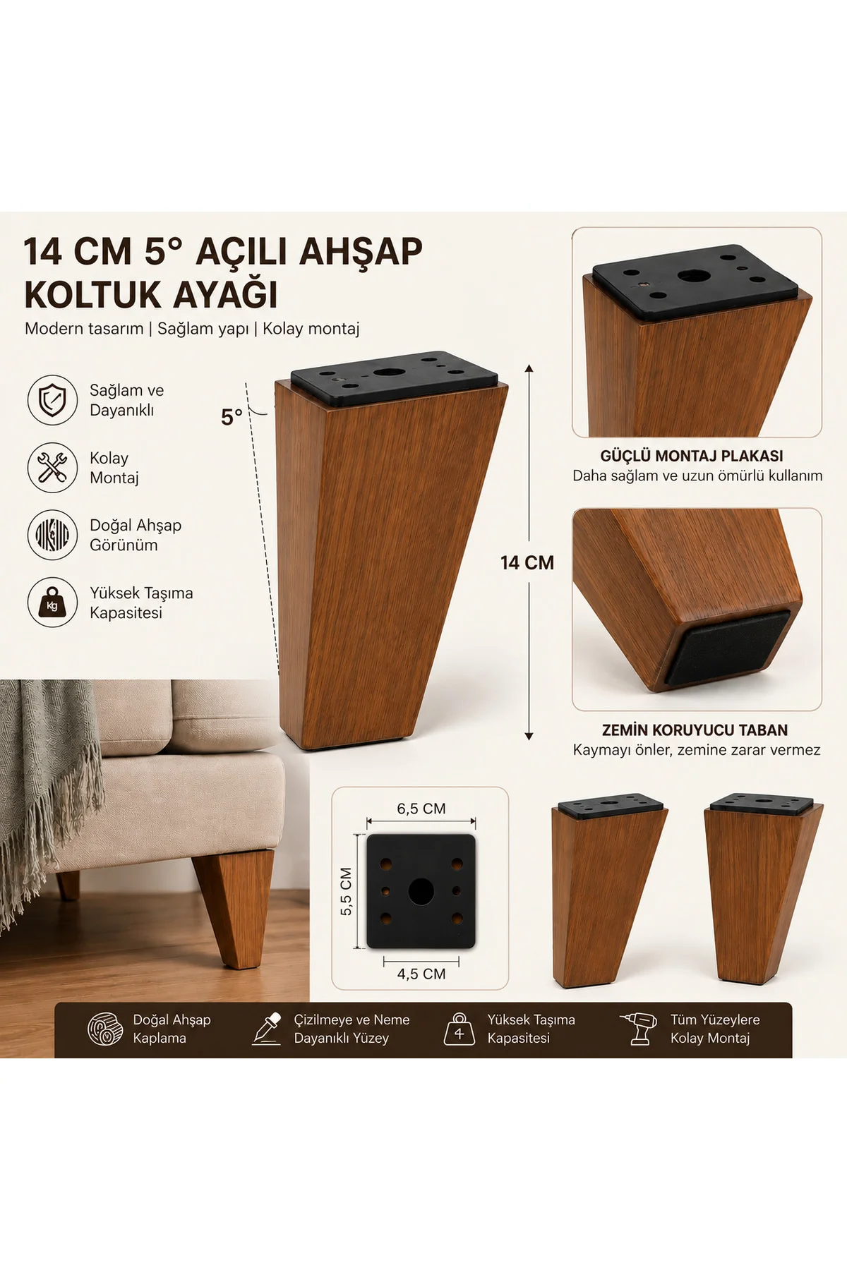 KOLTUK AYAĞI, KANEPE AYAĞI, 4 Adet, BAZA AYAĞI, 14 cm PLASTİK Ayak, Kahverengi Renk KOLTUK AYAĞI, KANEPE AYAĞI, 4 Adet, BAZA AYAĞI, 14 cm PLASTİK Ayak, Kahverengi Renk