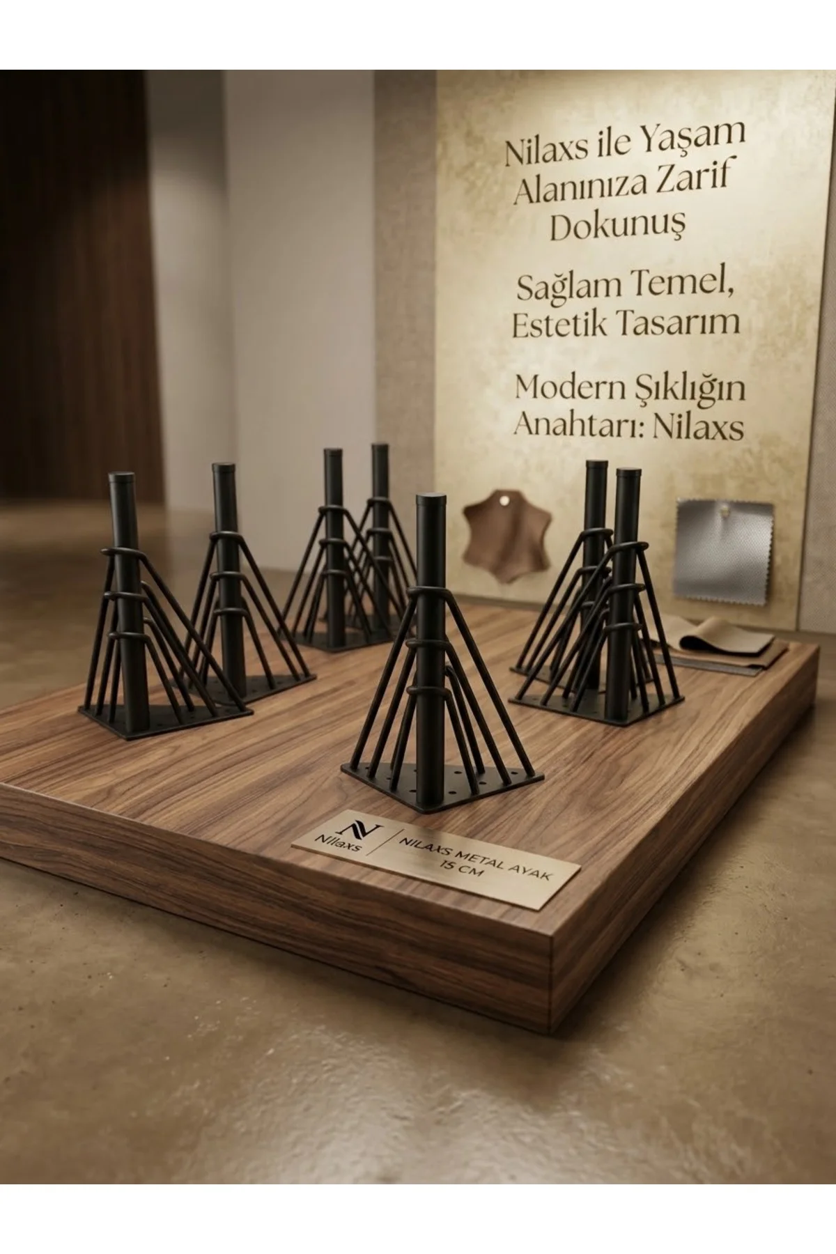 Koltuk ayağı Nilaxs 15 cm modern metal mobilya ,dolap, karyola,Tv ünitesi puf ve baza ayakları