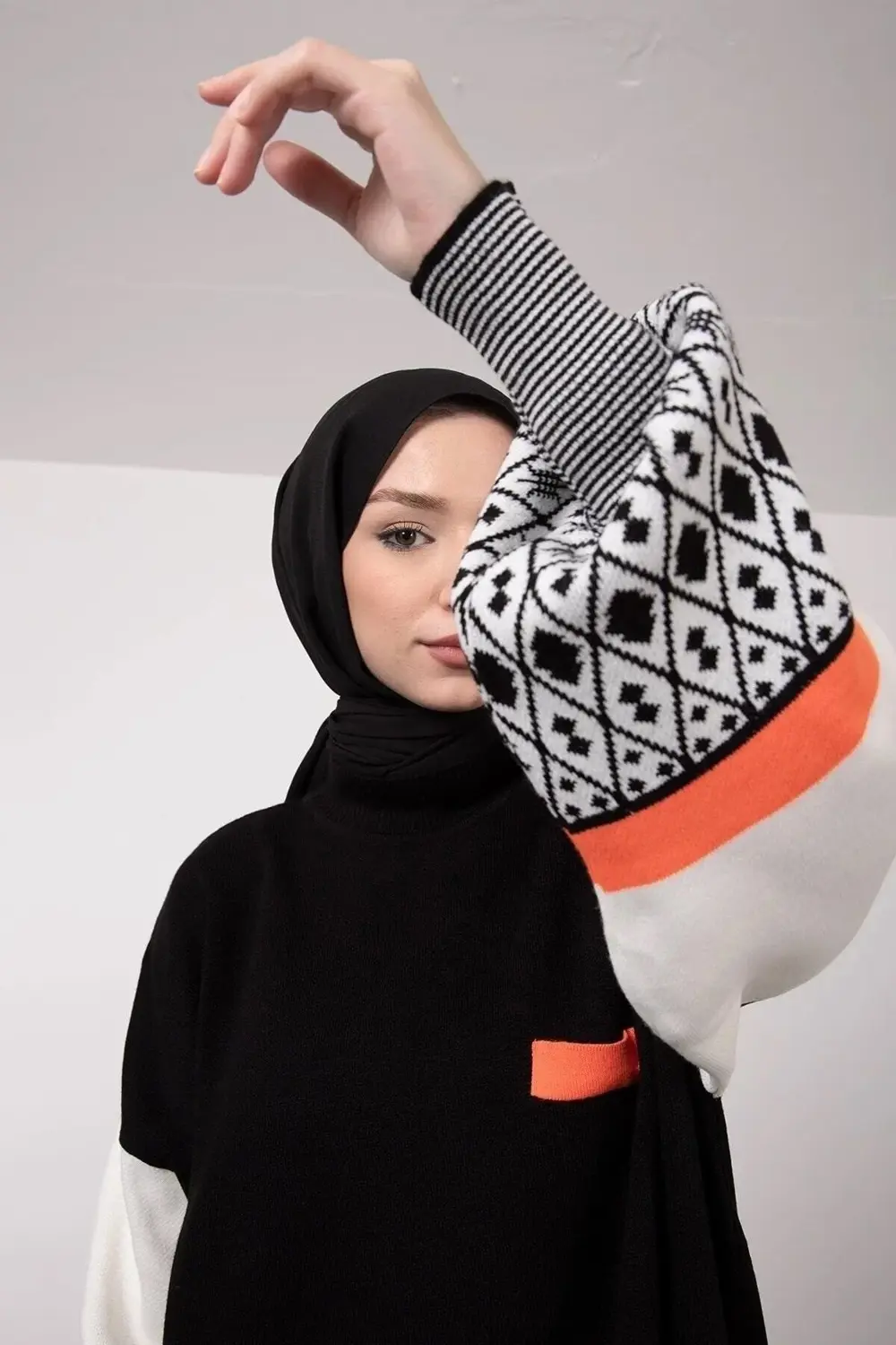 Kolu Etnik Desen Triko Kazak