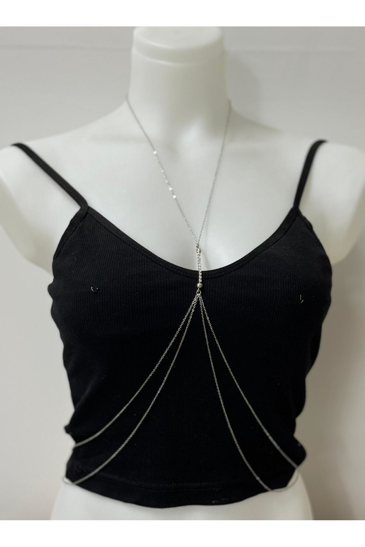 Arescollection Kolyeli Su Yolu Detayli Bel Zincirli Vucut Aksesuari