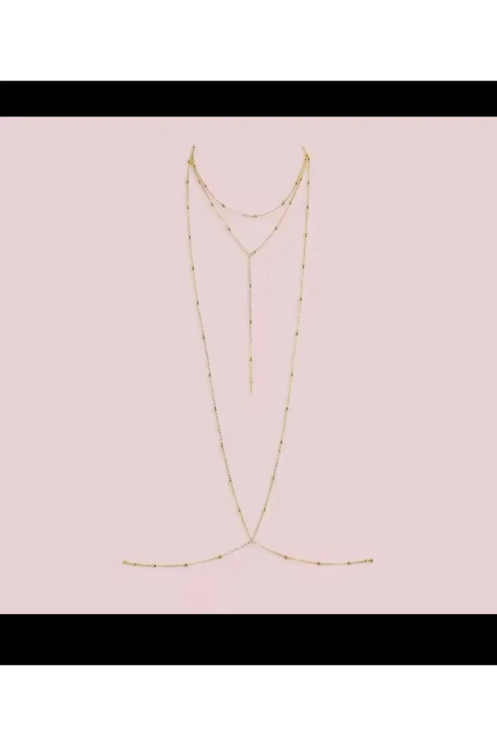 Kolyeli zarif dorika topçuklu vucut zinciri