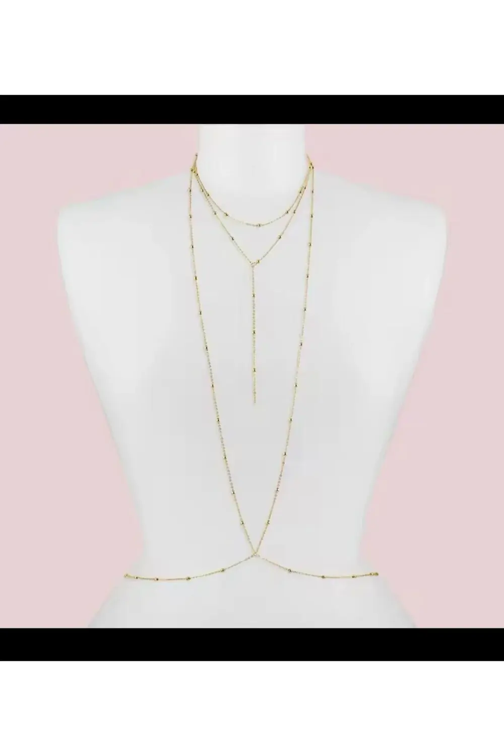 Kolyeli zarif dorika topçuklu vucut zinciri