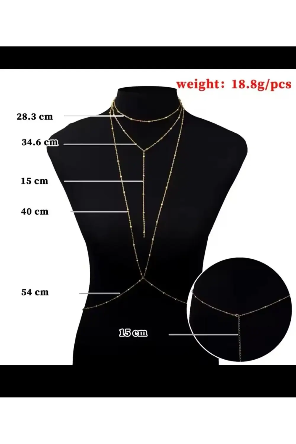 Arescollection Kolyeli Zarif Dorika Topçuklu Vucut Zinciri