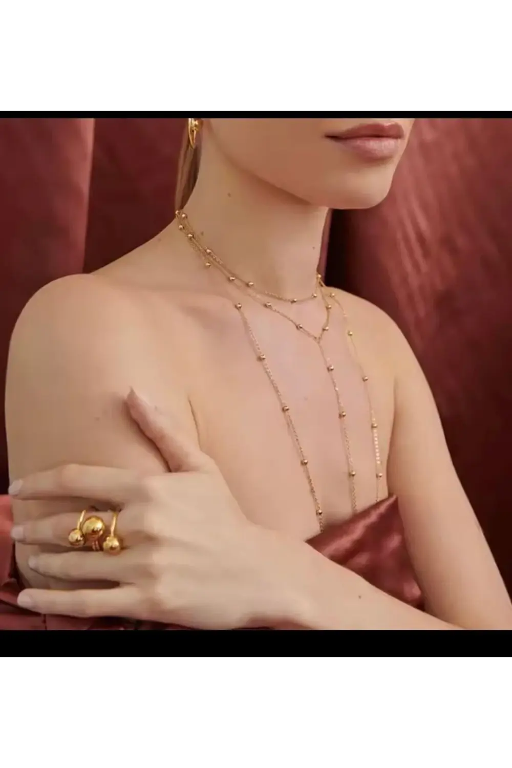 Arescollection Kolyeli Zarif Dorika Topçuklu Vucut Zinciri