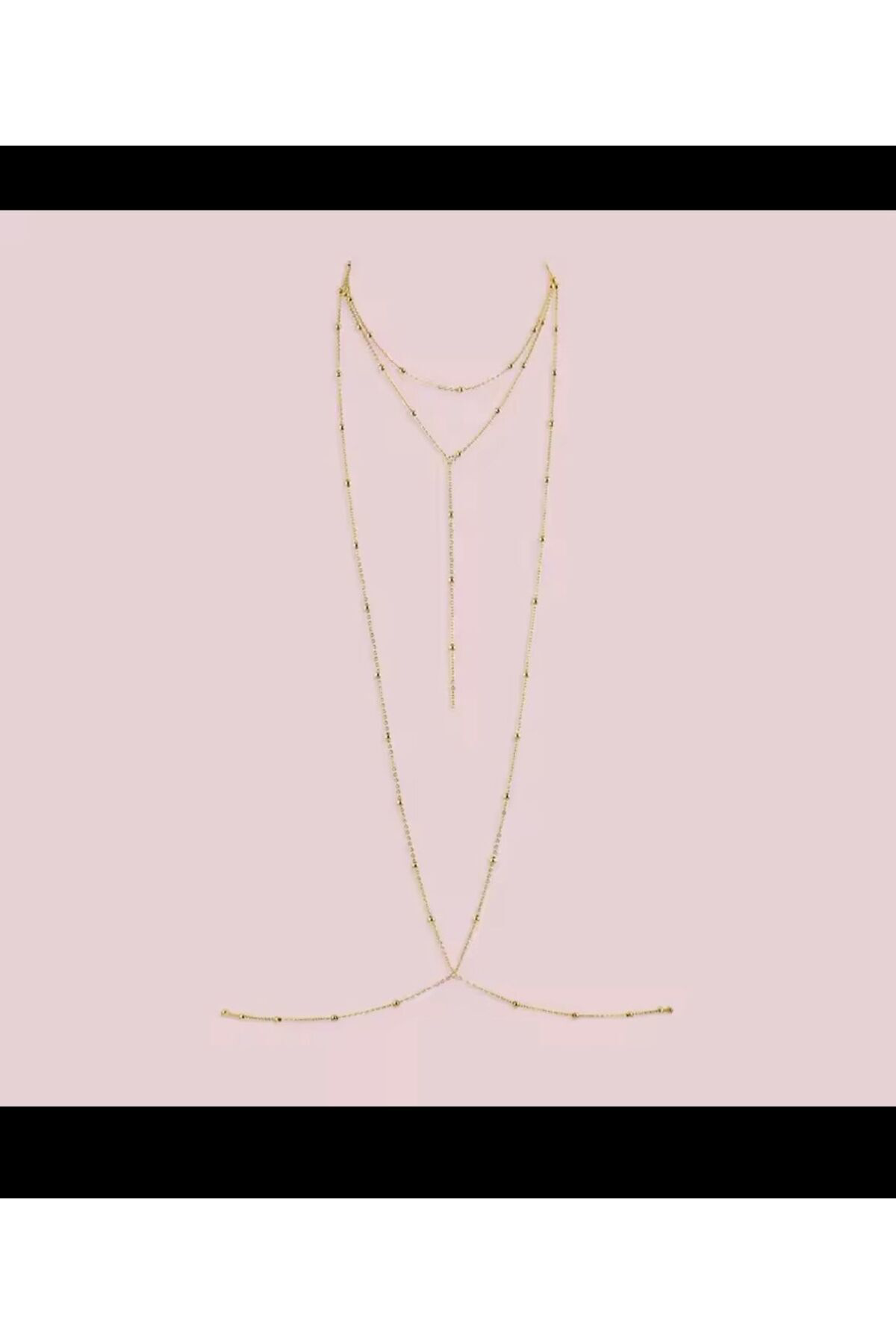 Arescollection Kolyeli Zarif Dorika Topçuklu Vucut Zinciri