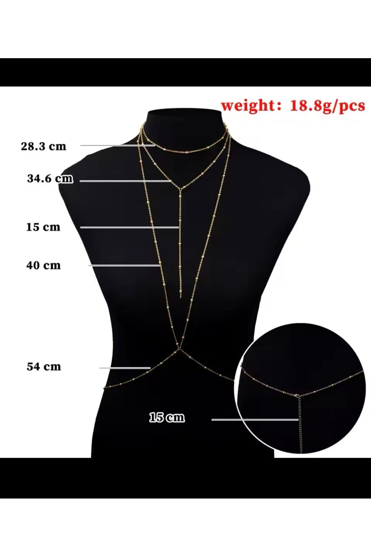 Arescollection Kolyeli Zarif Dorika Topçuklu Vucut Zinciri