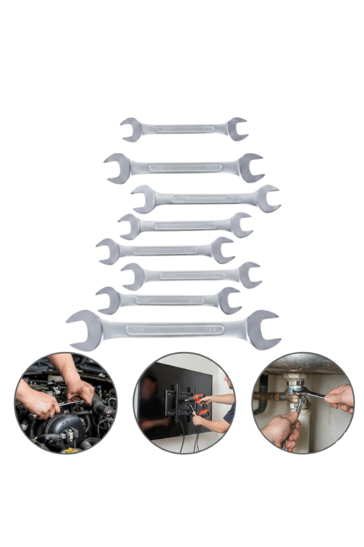 Kombine Açık Ağız Anahtar Seti 8 Parça Çok Amaçlı Kullanım - Lisi