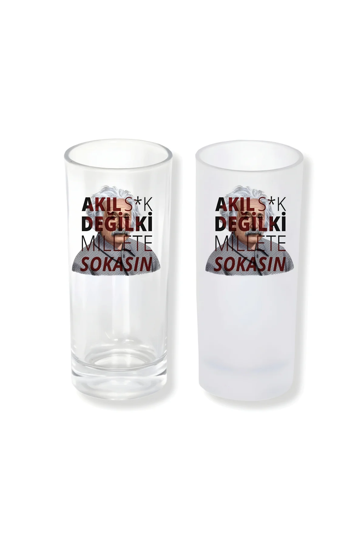 Komik Sözlü Buzlu / Buzsuz Seçenekli Rakı Bardağı – 1 Adet Şık Su