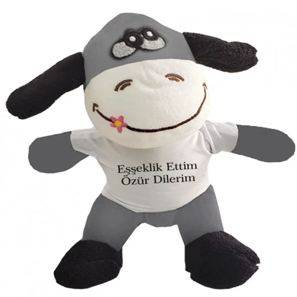 Komik Yazılı Peluş Eşek Oyuncak 24cm Özür Mesajlı Hediyelik