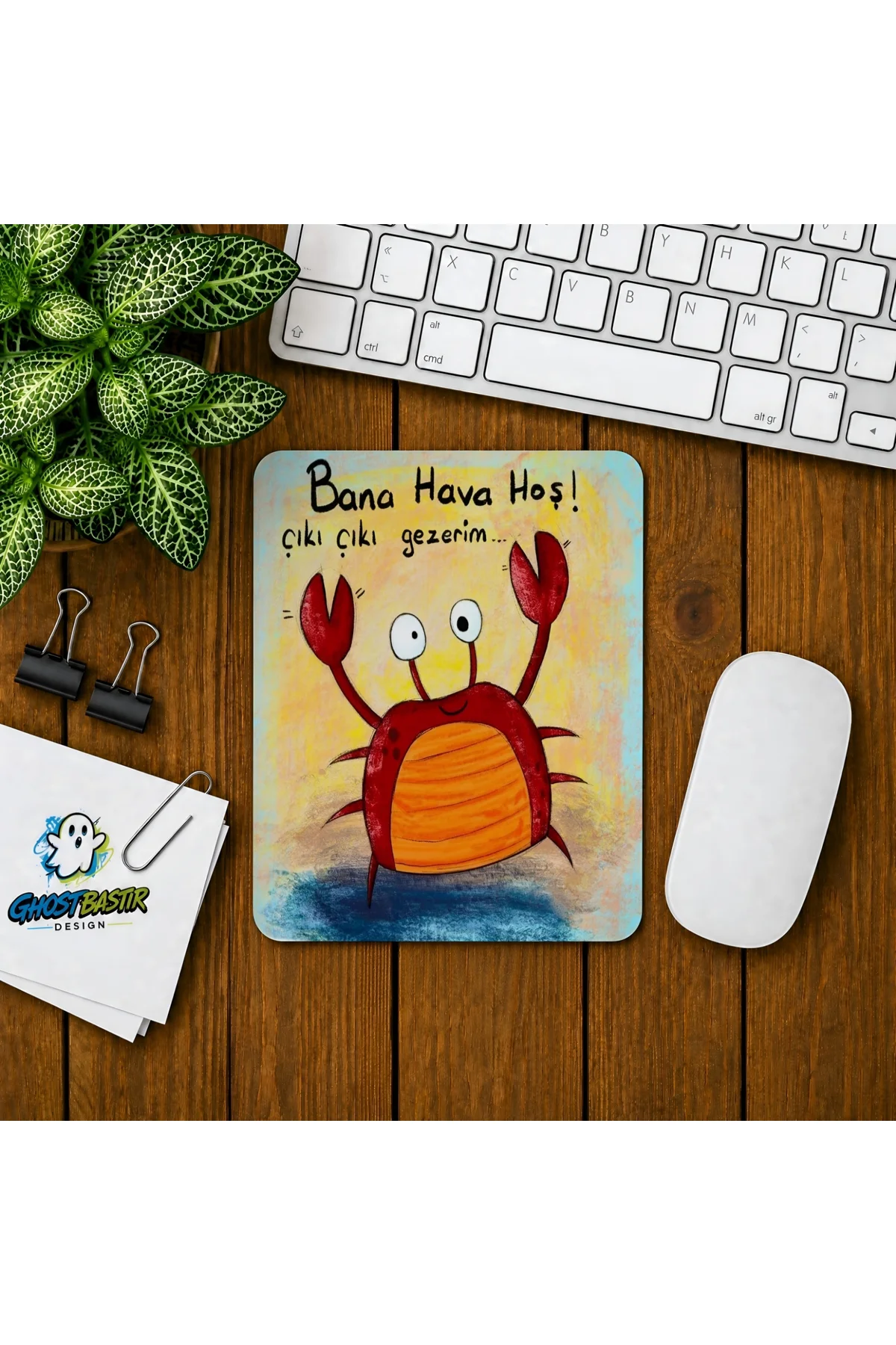 Komik Yengeç Baskılı Oyuncu Mousepad 0132