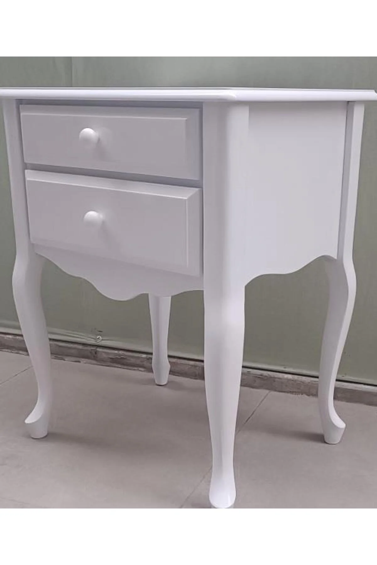 Komodin 12526 Aslan model Klasik Parlak Beyaz Natüre Eskitme Kulp Kayın El Yapım - Görsel 8
