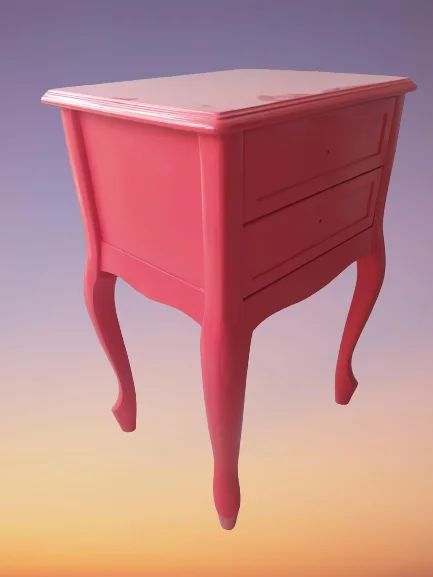 Komodin 18444 Klasik Model Kayın Aslan Ayak Pembe Renk Porselen k