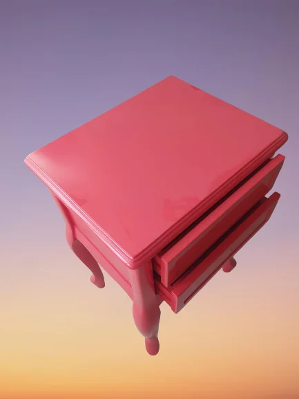 Komodin 18444 Klasik Model Kayın Aslan Ayak Pembe Renk Porselen k