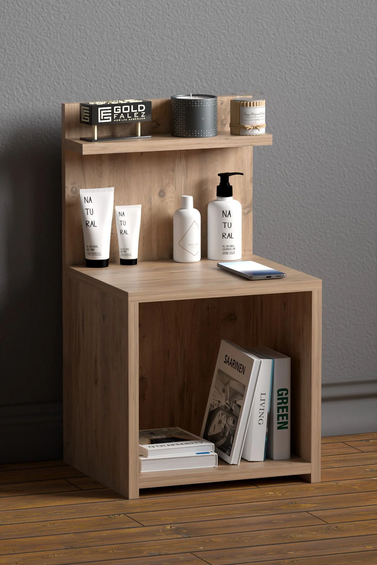 Komodin Raf Salon Ofis Dolabı Ceviz